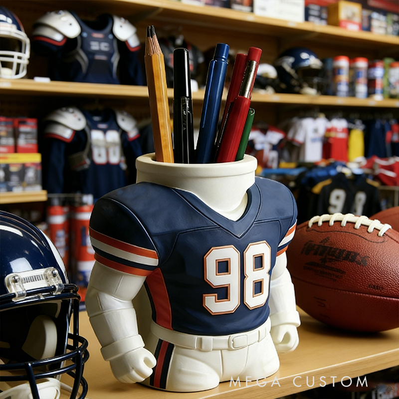Football Jersey 3D Printed Pen Holder - Sports-Themed Desk Organizer for Stationery & Fan Decor