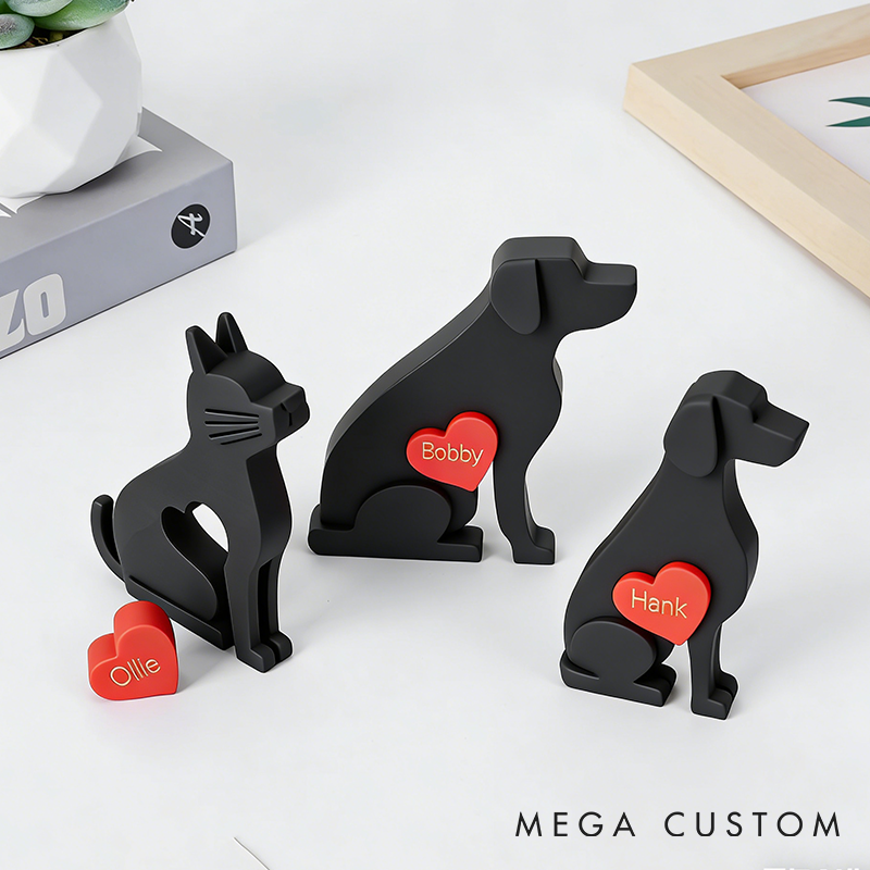 Personalized Dog Lover Mini Pocket Dog with Red Heart Name Collectible Statue Desk Decor Birthday Gift for Dog Lovers Owners