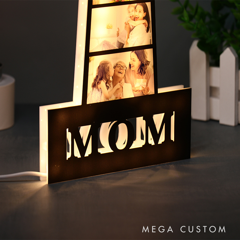 Personalized Photo Lighthouse Night Light Custom Family Photo LED Lamp Acrylic Family Keepsake Decor Mother’s Day Birthday Gift for Mom