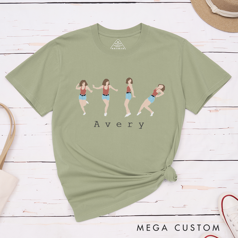 Personalized Classic T-Shirt Dancing Girl Graphic  Custom Name Summer Unisex Cotton Top Unique Gift for Women and Men Birthday Present Keepsake