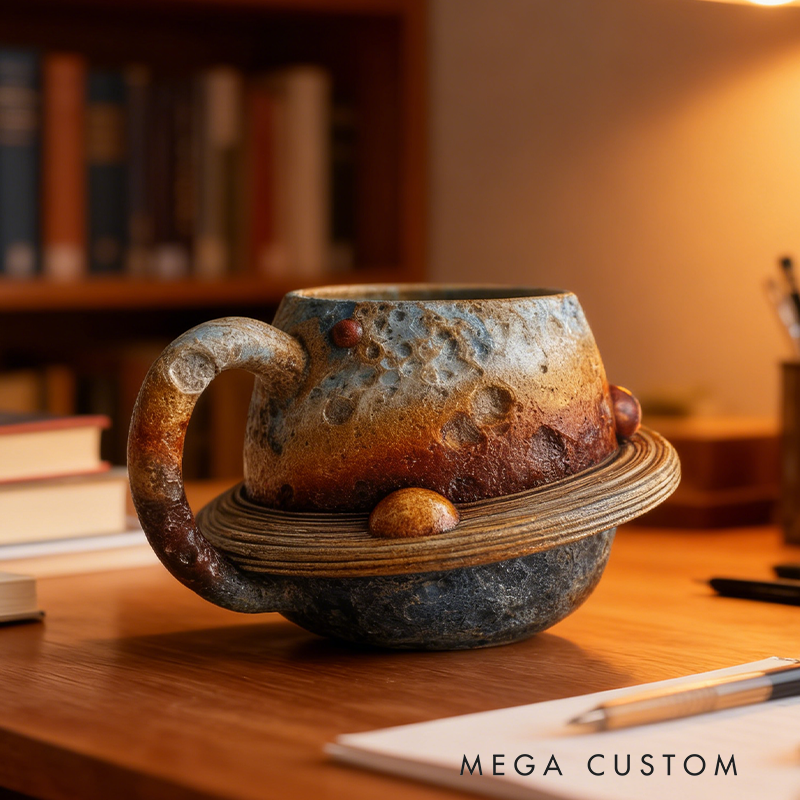 Saturn Resin Mug - Ringed Planet 3D Textured Space Coffee Cup