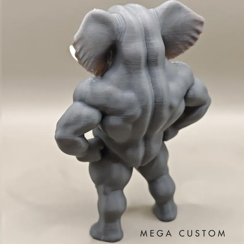 Personalized 3D Printed Hench Elephant Muscular Gym Gift Desk Mascot Weightlifter Strength Trainer Desk Decor Gift for Friends Gym Rat Gym Lovers