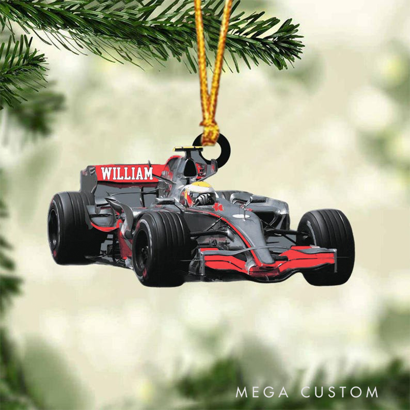 Personalized F1 Racing Car Christmas Ornament, Custom Acrylic Ornament Gift for Racer and Racing Lovers