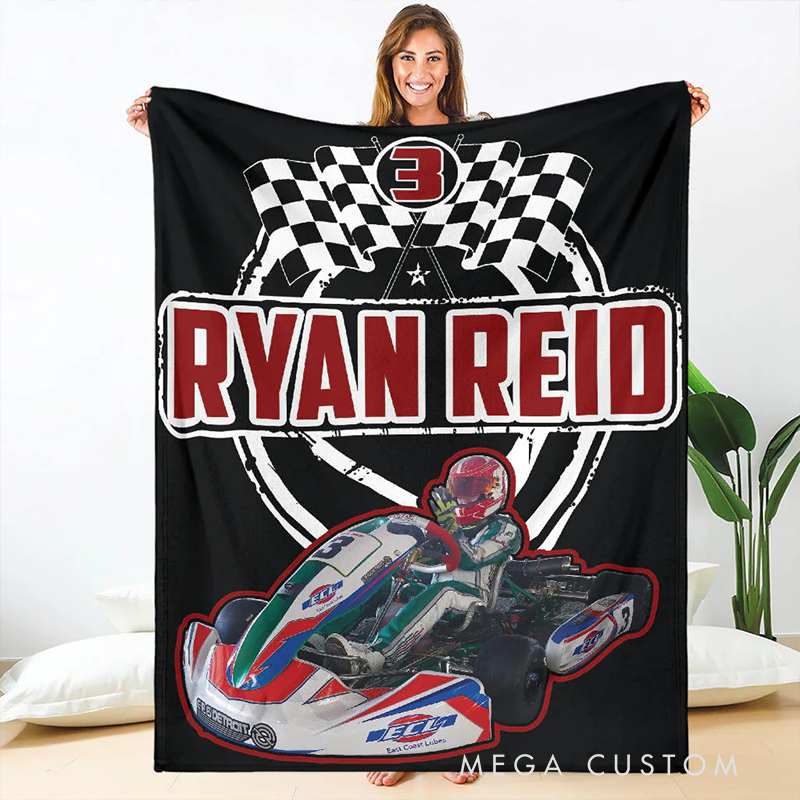 Personalized Racing Blanket Custom Photo Blanket Gift for Racer and Racing Lovers