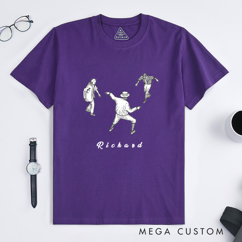 Personalized Classic T-Shirt Vintage Dance Illustration Unisex Custom Name Retro Art Gift for Men Women Unique Birthday Present for Friends Family