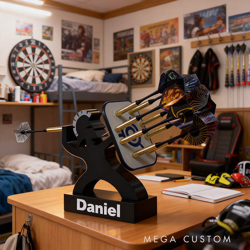 Personalized Custom Name 3D Printed Dart Holder - Personalized Warrior-Shaped Storage Stand for Darts
