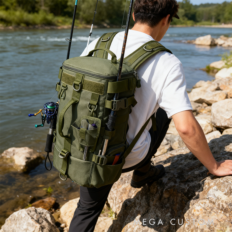 Personalized Tactical Fishing Backpack - Multi-Functional Tackle Storage Bag with Rod Holders & Organizer Pockets