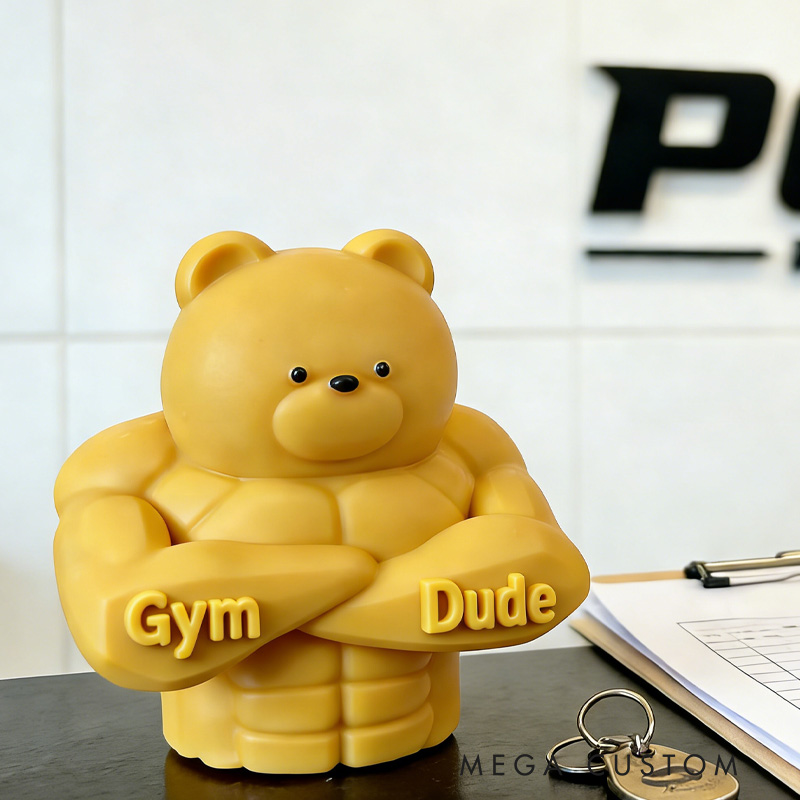 Personalized 3D Printed Hench Couple Bear Muscular Gym Gift Desk Mascot Weightlifter Strength Trainer Desk Decor Gift for Friends Gym Rat Gym Lovers