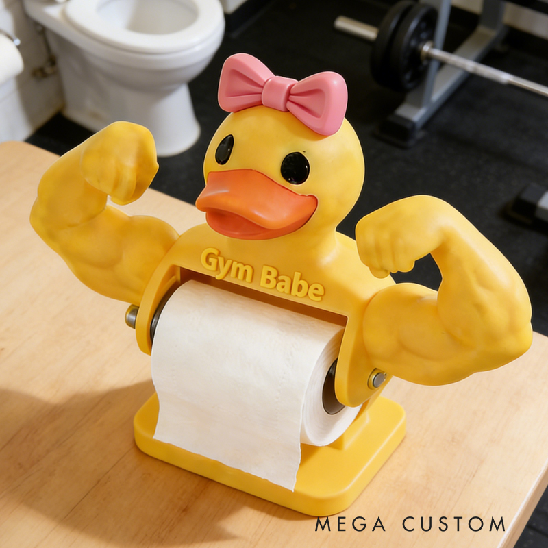 Personalized 3D Printed Funny Muscle Duck Toilet Paper Holder Weightlifter Design Funny Bathroom Decor Funny Bathroom Decor Gym Themed Fitness Inspired