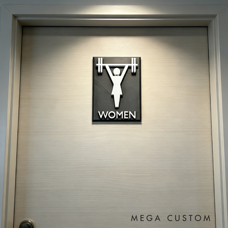 Personalized Gym Bathroom Signs 3D Printed Custom Fitness Gym CrossFit Personal Trainer Gift for Coach Trainer Gym Lover