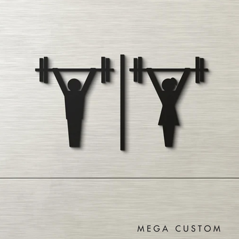 Personalized Metal Gym Sign Male and Female Gym Bathroom Sign Weightlifting Gift for Gym Lovers