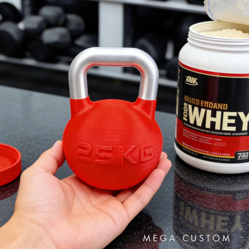 Personalized 3D Printed Kettlebell Protein Supplement Holder Gym Accessories Custom Colors Available Athlete Gift for Coach Trainer Gym Lover