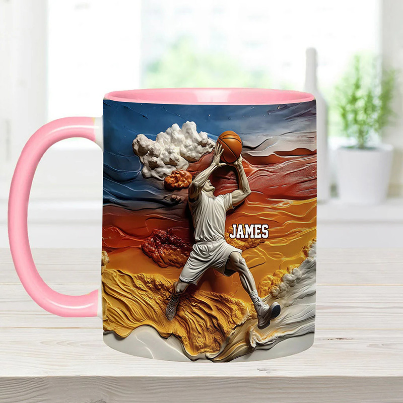 Personalized Basketball Accent Mug with Custom Name and Perfect Gift for Basketball Fans