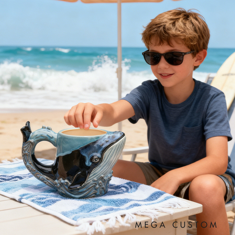 Ceramic Whale Mug - 3D Sculpted Ocean-Themed Coffee Cup for Marine Lovers
