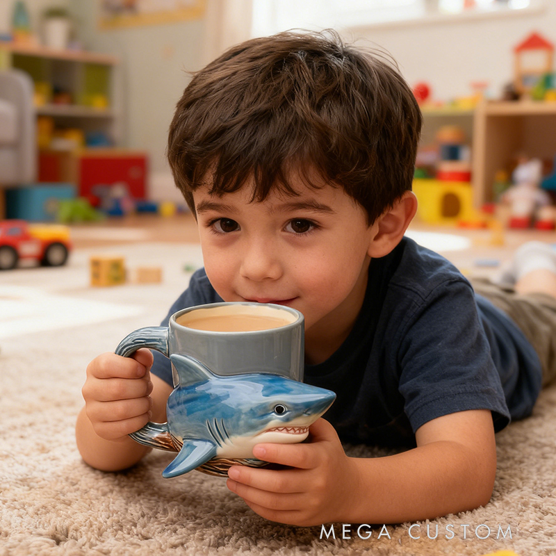 Ceramic Shark Mug - 3D Sculpted Marine Animal Coffee Cup