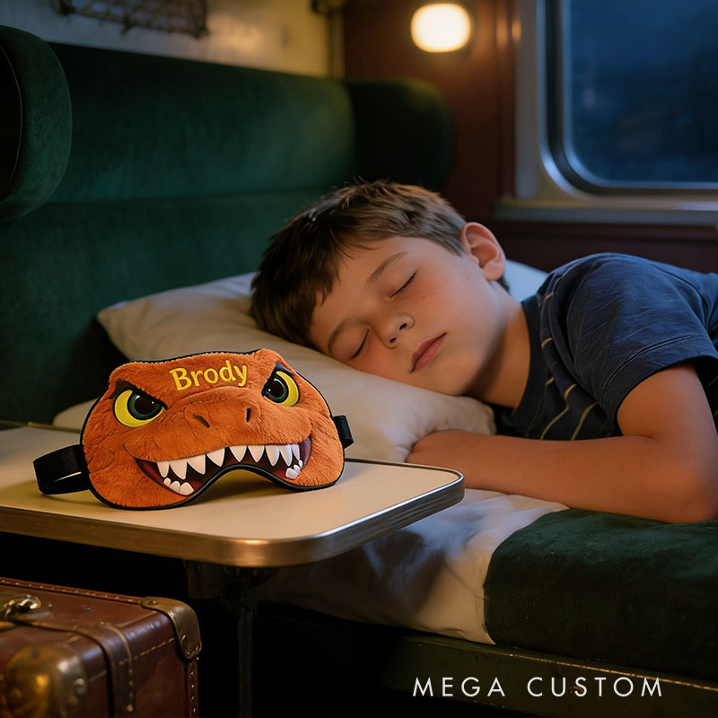 Tyrannosaurus rex  Personalized Tyrannosaurus Rex Whimsical Dinosaur Sleep Eye Mask Custom Eye Cover Comfortable Gift for Children