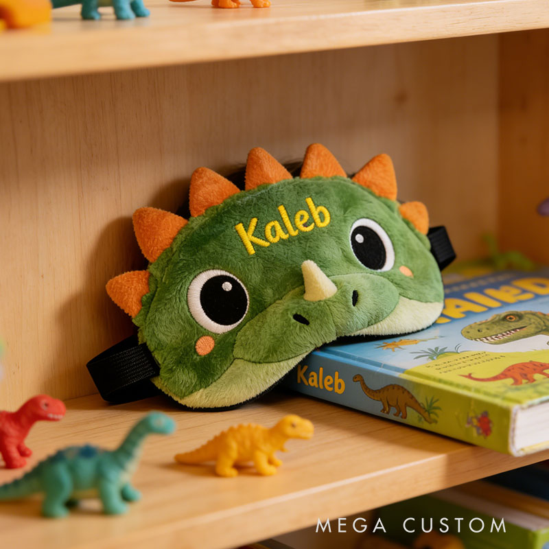 Personalized Stegosaurus Whimsical Dinosaur Sleep Eye Mask Custom Eye Cover Comfortable Gift for Children