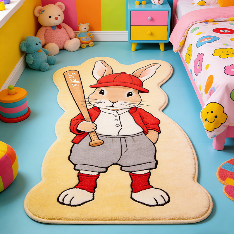 Personalized Bunny Baseball-Theme Custom Name Cute Baseball Rabbit for Kids