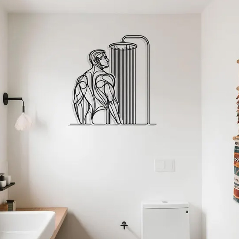 Personalized Metal Gym Sign Male and Female Modern Shower Wall Art Metal Line Art Sculpture Minimalist Man Bathroom Decor Unique Masculine Gift for Gym Lovers