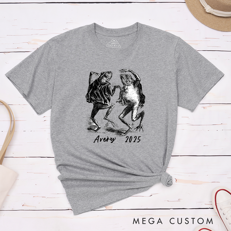 Personalized Classic T-Shirt Frog Dance Unisex Custom Vintage Amphibian Art Gift Unique Animal Lovers Tee for Men Women Friends Birthday Present 