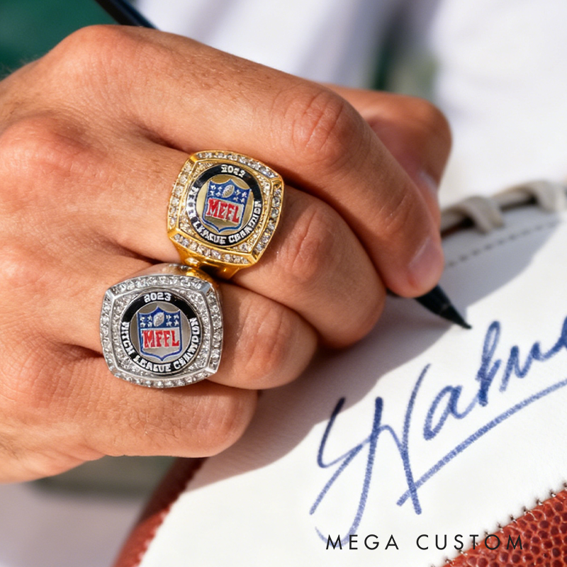 Personalized Custom Fantasy Football Championship Ring - Personalizable MFFL League Ring