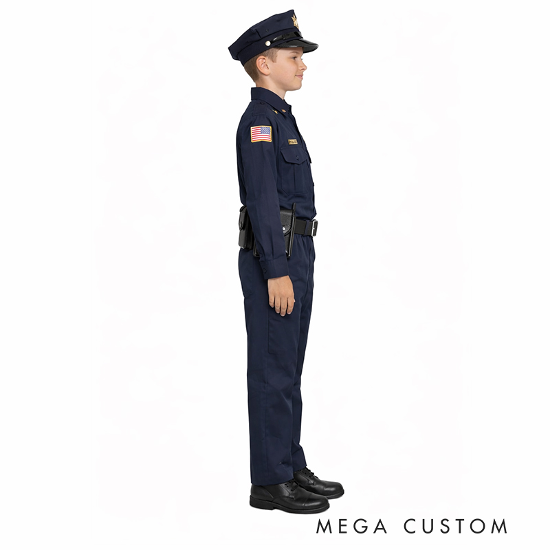 Personalized Kids Police with Hat Holiday Play Costume Kids Police Hat Embroidered Police Jacket