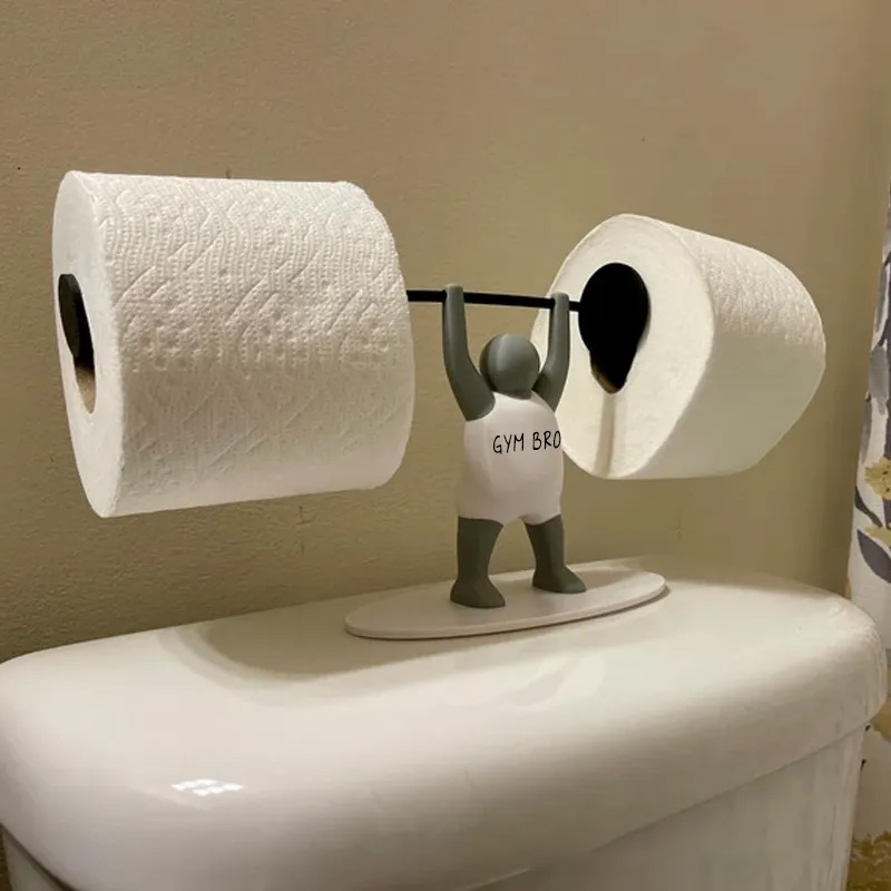 Personalized 3D Printed Unique Toilet Paper Holder Weightlifter Design Funny Bathroom Decor Funny Bathroom Decor Gym Themed Fitness Inspired