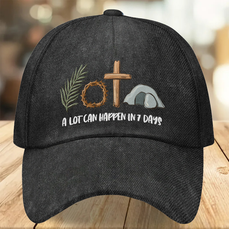 Personalized a Lot can Happen in 7 Days Classic Cap with Custom Name Baseball Cap Religious Gift Christian Easter Gift 