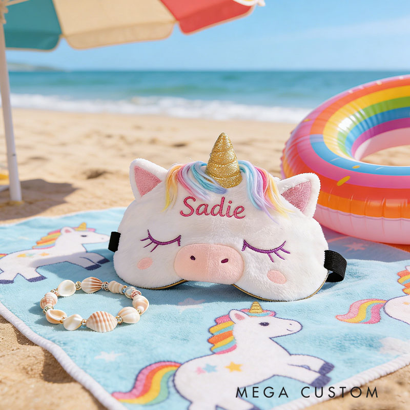 Personalized Rainbow Horse Whimsical Rainbow Horse Sleep Eye Mask Custom Eye Cover Comfortable Gift for Children