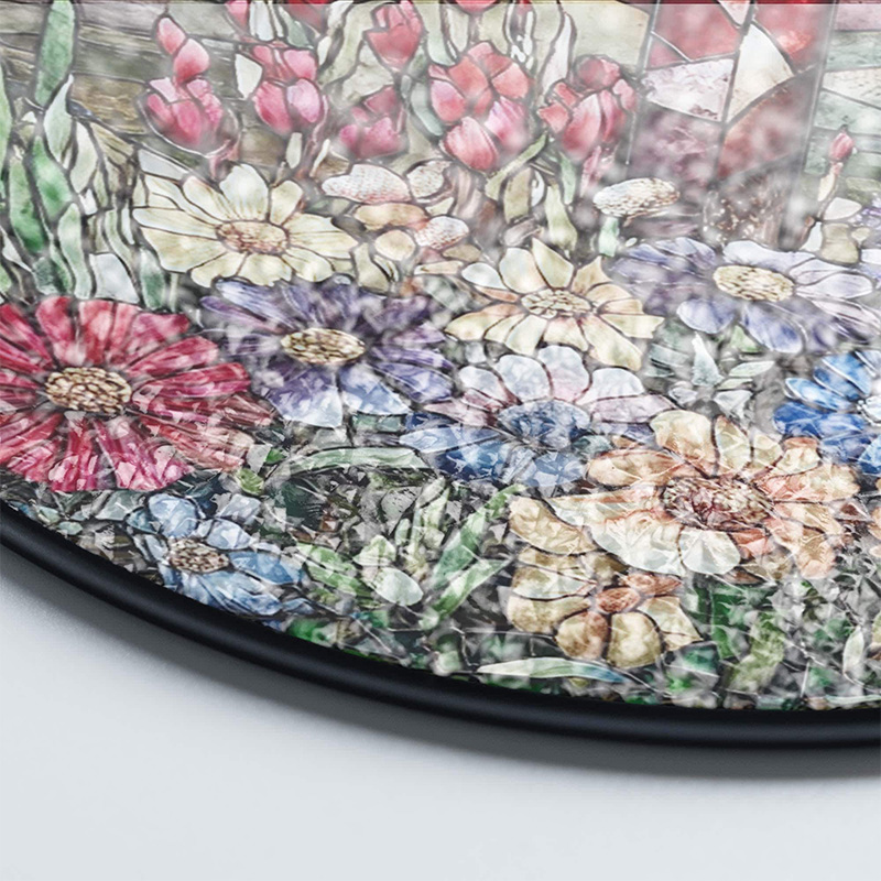 Personalized Cross and Wildflowers Stained Glass Suncatcher Ornament with Name Window Balcony Hanging Decor Christmas Home Decor Religious Gift