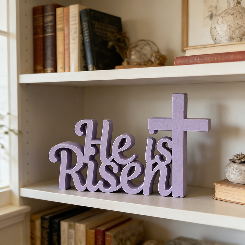 Personalized He is Risen Cross 3D Printed Home Decor Faith Gift Religious Gift Christian Easter Gift for Christians