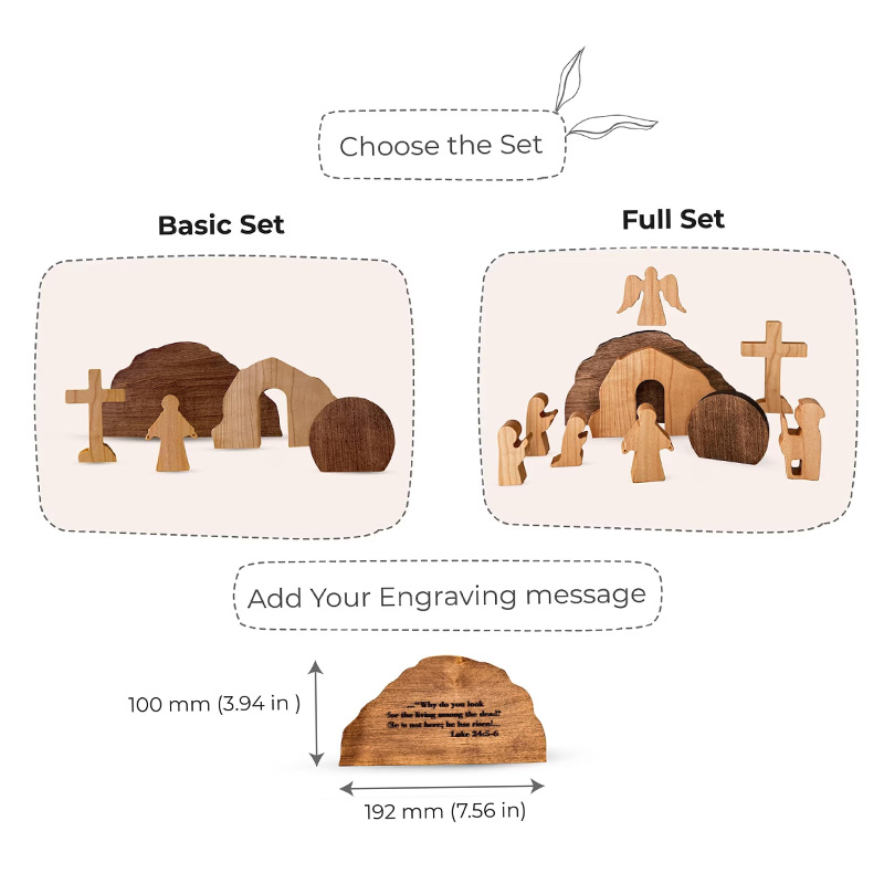 Personalized He is Risen Wooden Empty Tomb Scene with Custom Text Easter Decor Resurrection Scene Gift Christian Gift Easter Gift 
