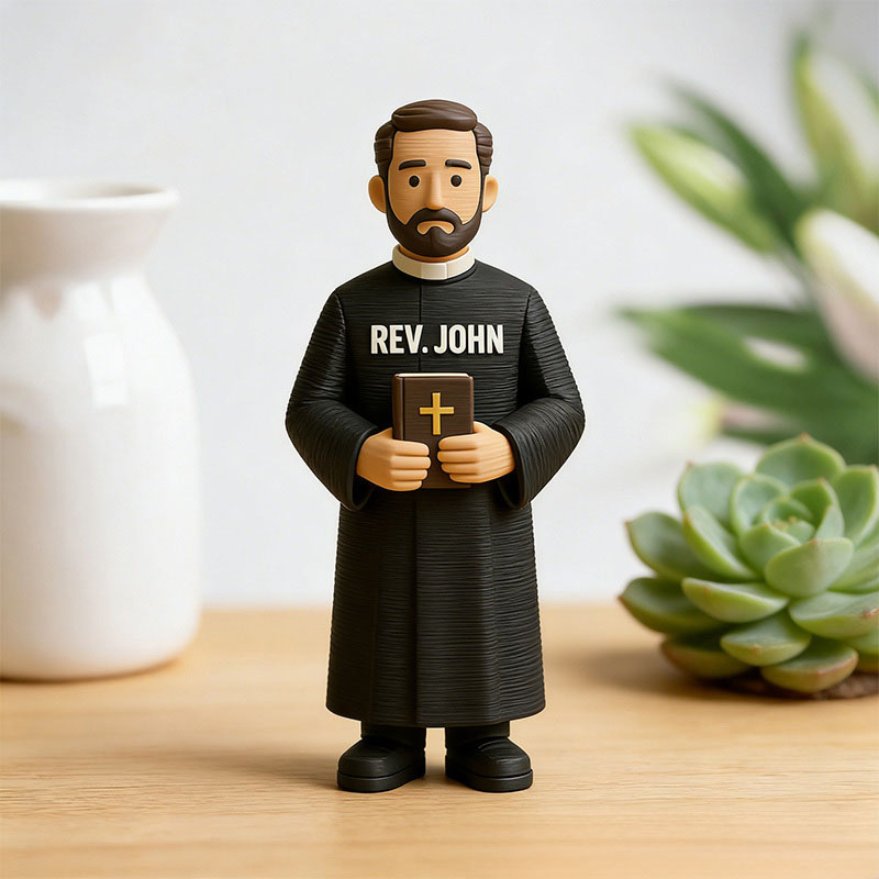Personalized 3D Printed Pastor Figurine with Custom Name Home Decor Religious Christian Gift Prayer Corner Faith Gift Pastor Priest Ordination Gift