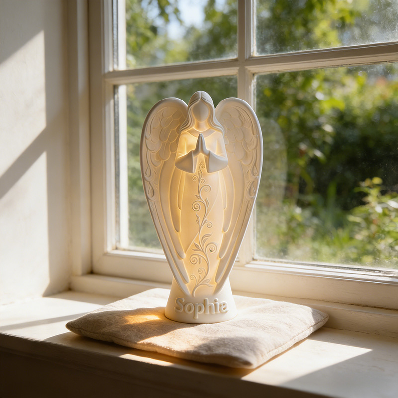 Personalized 3D Printed Light Up Angel Candle Holder with Custom Name Spiritual Gift Prayer Space Gift Religious Home Decor for her
