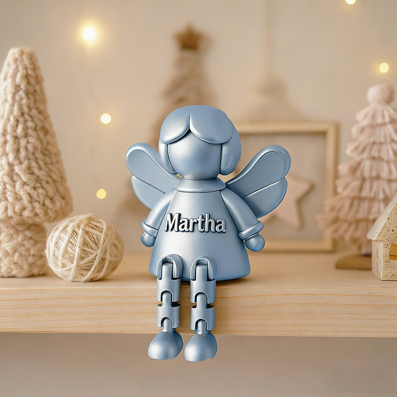 Personalized Guardian Angel 3D Printable Flexi Angel Figure with Custom Name Articulated Shelf Ornament Christian Home Decor for Girls
