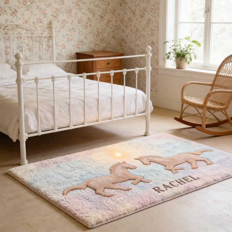 Personalized Rugs Riding Dreaming Horses Birthday Gift for Family Friends for Family for Riding Lovers Equestrian Lovers