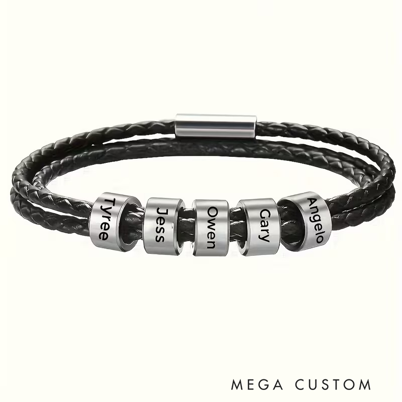 Personalized Dad Bracelet Custom With Kids Family Name Men’s Gifts Father’s Day Gifts Valentine’s Day Gifts Groomsmen Bracelets