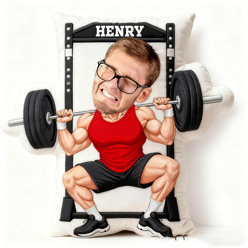 Personalized Gym Photo Pillow Graphic 3D Print Gift Ideas Exercise Themed Weight Lifting Workout Pillow Comfortable Christmas Decor for Gym Lovers