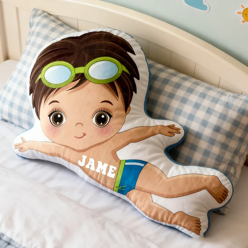 Personalized Swimming Pillow Throw Pillow Graphic 3D Print Swimming Fitness Decoration Pillow Exercise Sport Pillow Female Swimmer Holiday Gift Custom Swim Pool Keepsake for Kids or Teens Swimming Lovers
