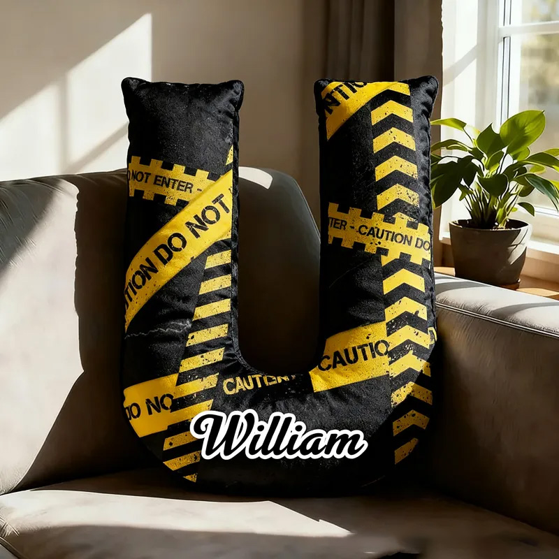 Personalized Cycling Caution Letter Pillow Graphic 3D Print Funny Letter Pillow Name Pillow Comfortable Travel Cushion for Bikers Riders Riding Lovers
