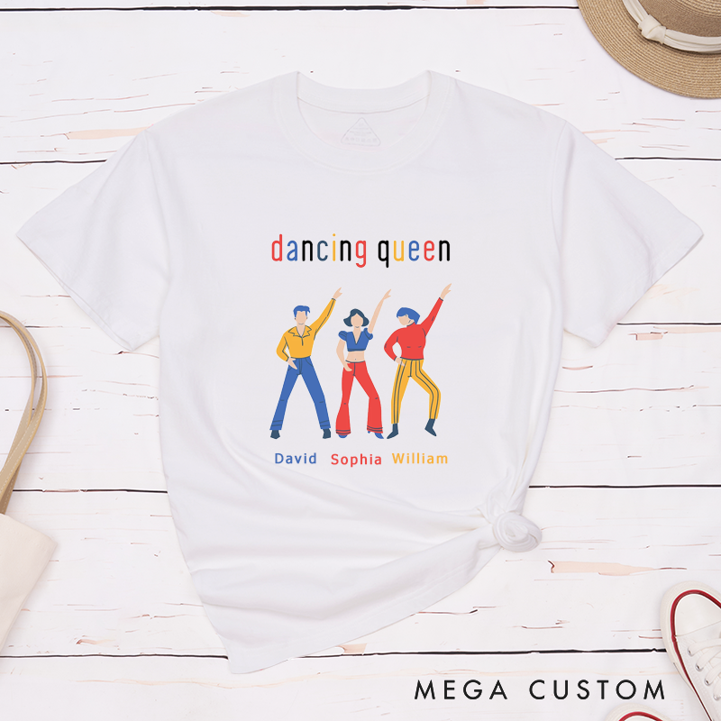 Personalized Classic T-Shirts Dancing Themed Custom Name Disco Party Dance Pose Gifts for Matching Apparel Retro Dance Lover Shirt