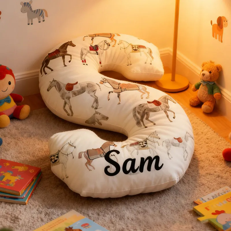 Personalized Riding Horse Letter Pillow Floral Horse Custom Name Festive Flower Decor with French Countryside Gifts for Family Graphic 3D Print Riding Lovers