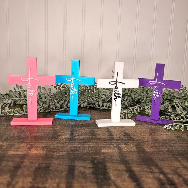 Personalized Faith Cross Desk Art with Custom Text Religious Decor Home Living Decor Office Decor Prayer Space Spiritual Gift 3d Printed Gift
