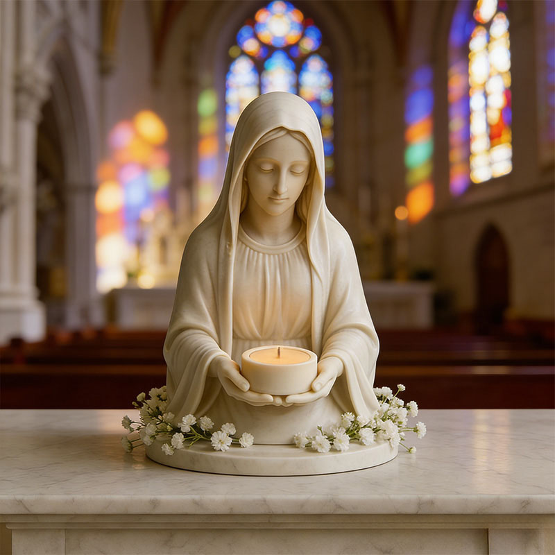 Personalized 3D Virgin Mary Tealight Candle Holder with Custom Name Lady Guadalupe Stand Church Decor Home Decor Prayer Space Catholic Spiritual Gift