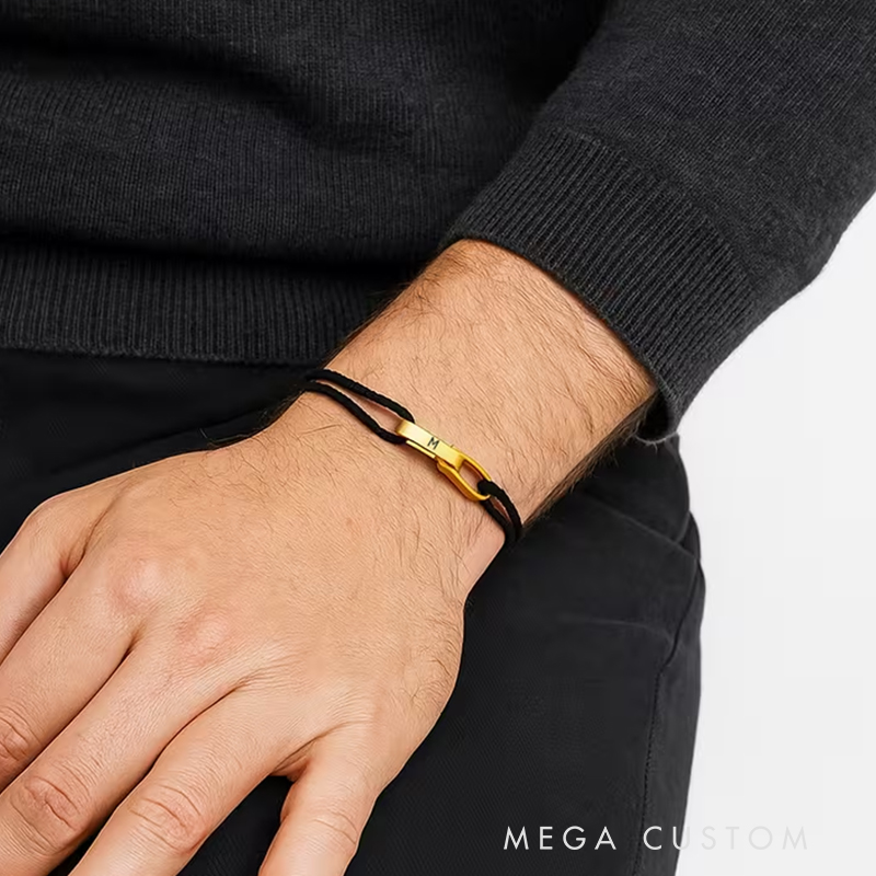 Personalized Adjustable Couple Bracelet Custom 2-Name Engraving Minimalist Beaded Rope Maillard Tones Ideal Men's Gifts for Father's Day and Valentine's Day