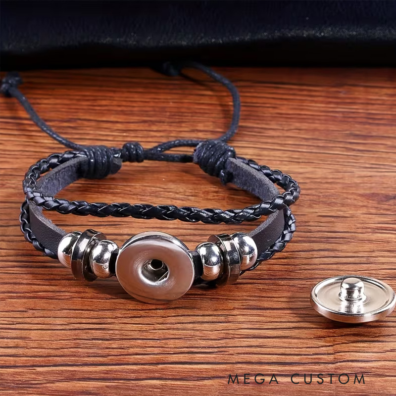 Personalized Flame Punk Style PU Leather Bracelet Initial Letter Design Adjustable Metal Accent Ideal Men's Gifts Valentine's Day Gifts Groomsmen Bracelets