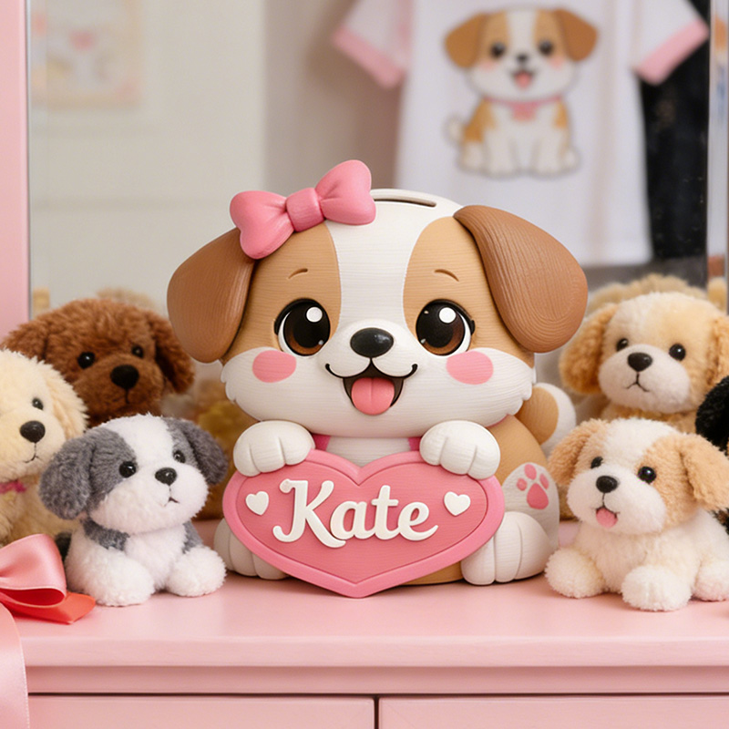 Personalized Dog Piggy Bank 3D Printed Nursery Decor Kids Birthday Gift Custom Piggy Bank Gifts for Kids Baby Shower Gift