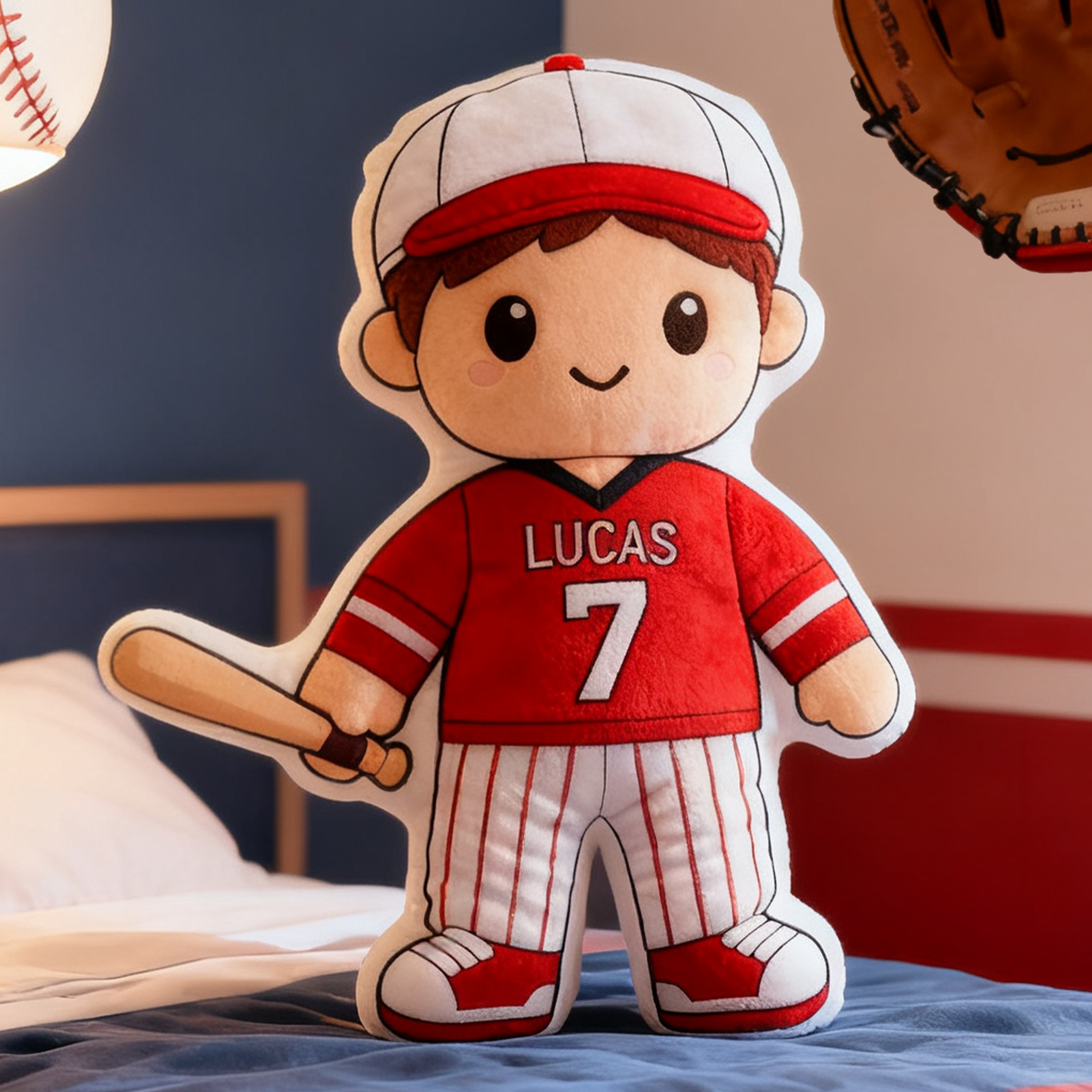 Personalized Baseball Player Pillow with Custom Name and Jersey Number  for Kids and Fans