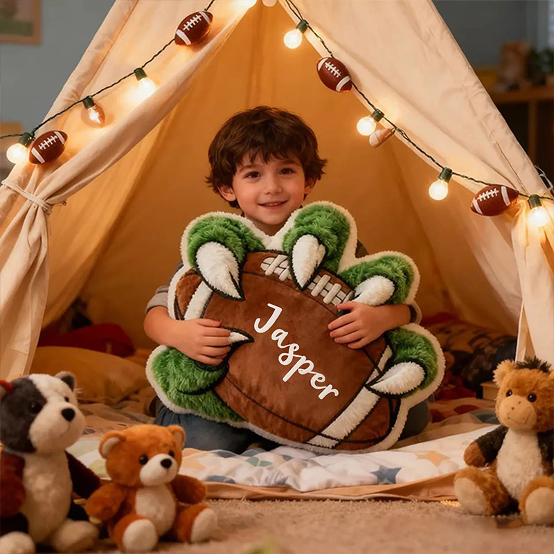 Personalized Football Pillow with Beast Claw Design and Custom Name for Kids and Football Enthusiasts Christmas Gifts