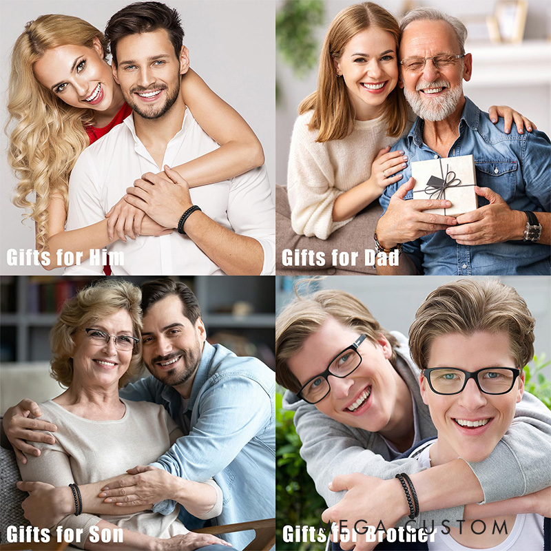 Personalized Beaded Leather Initial Bracelet 6mm Matte Agate Stone Handmade Bracelets Adjustable Mens Bracelet Magnetic Clasp Father's Day gift for Men Bracelets Valentine's Day Gift for groomsman 